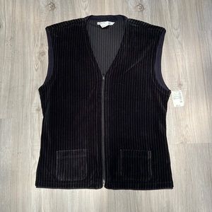 Emporio Armani Ribbed Zippered Velvet Vest Size Large